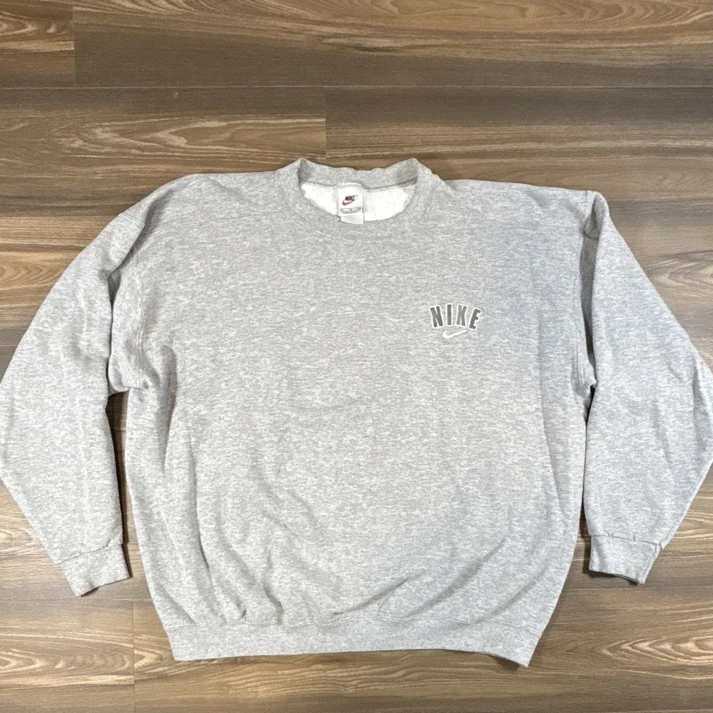 Nike Men's Gray Fleece Logo Pullover Crew Neck Sweatshirt Solid XL